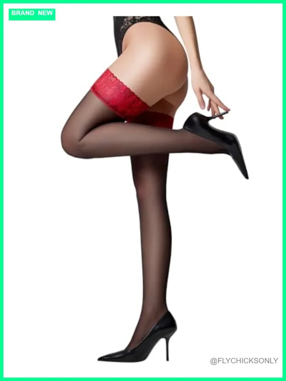 Lace Top Thigh High Stockings, Silky Stay Up Semi Sheer, 40 Denier